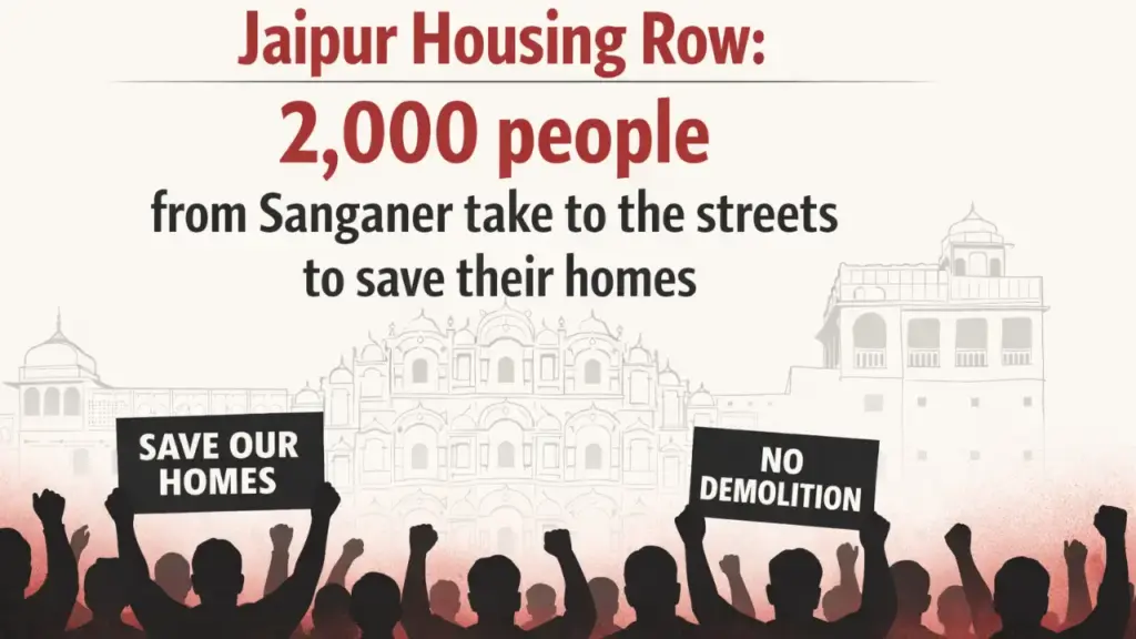 Jaipur Housing Row: 2,000 people from Sanganer take to the streets to save their homes