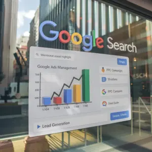 Pay per click advertising example showing Google Ads search results with sponsored listings