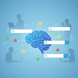 Modern search engine results showing AI driven content ranking based on user intent and content quality
