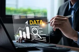 Digital marketer analyzing conversational search queries in Google Ads search term reports for campaign optimization
